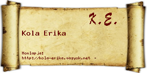 Kola Erika névjegykártya